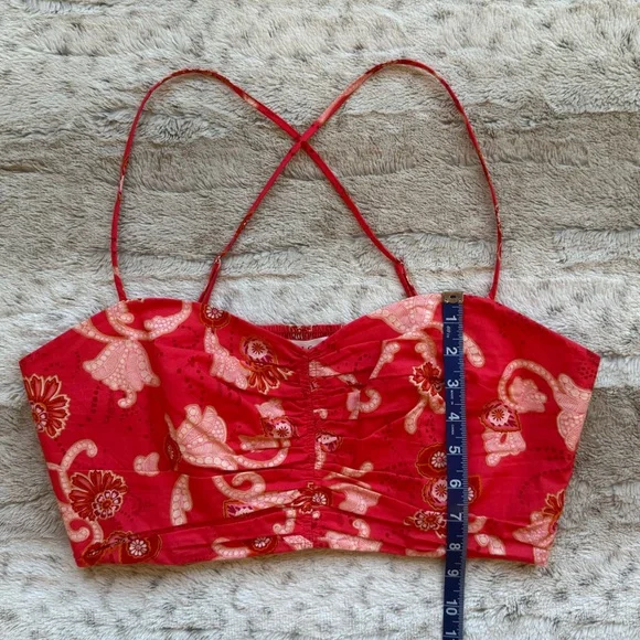 A.L.C. Arit Floral Sweetheart Crop Top in Calla Size 12 - Picture 14 of 16